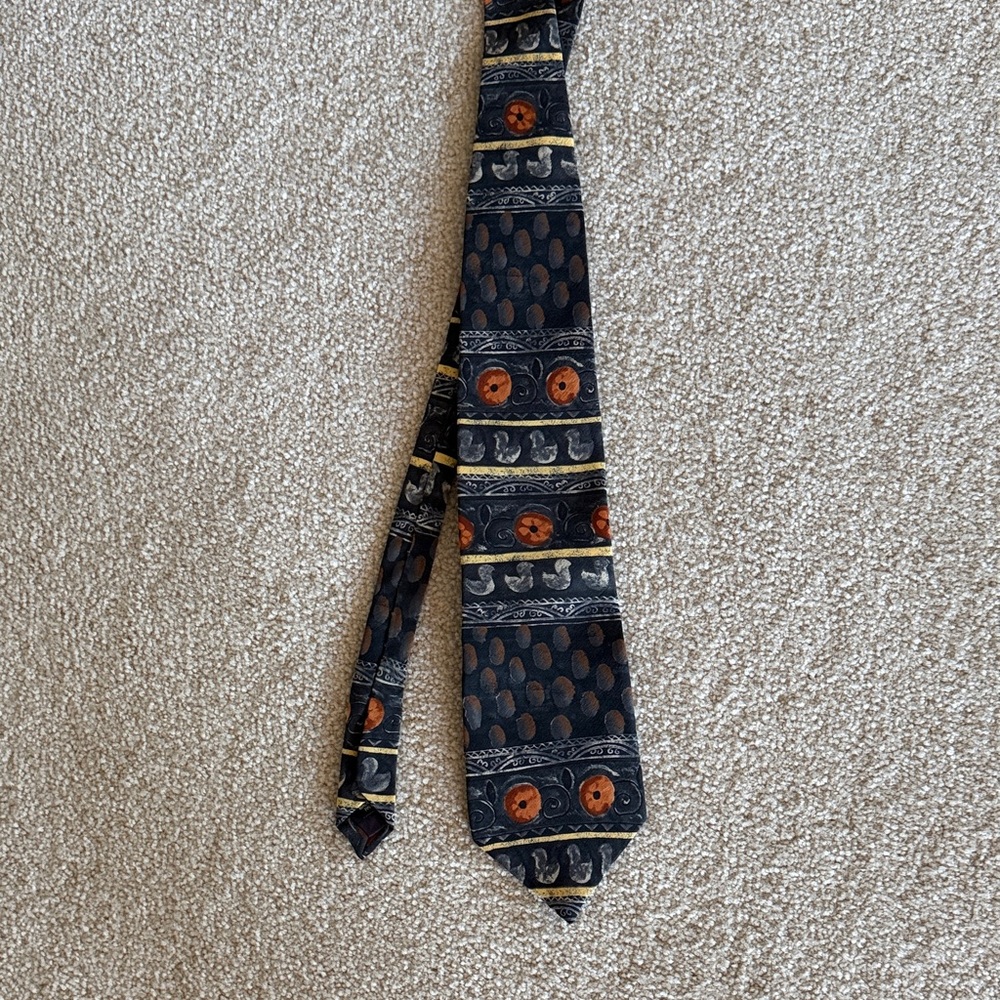 J. Garcia Black and Orange Patterned Tie